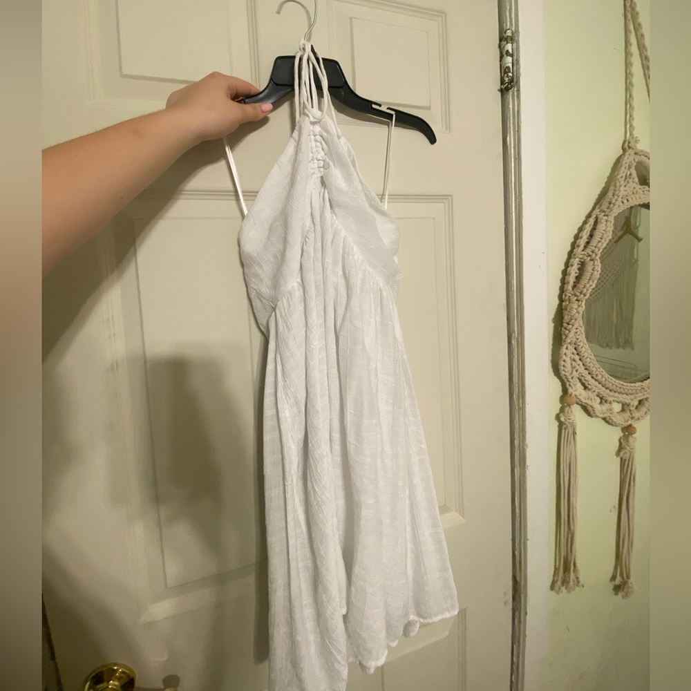 White halter tie Windsor dress